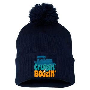 Cruisin' and Boozin' Party Pontoon Boat Booze Captain Pom Pom 12in Knit Beanie