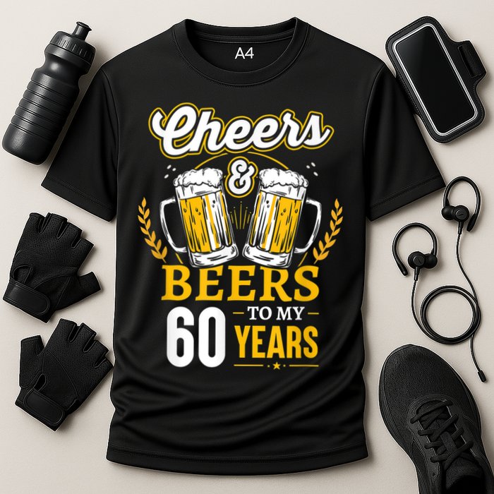 Cheers And Beers To My 60 Years 60th Birthday Cooling Performance Crew T-Shirt