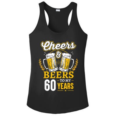 Cheers And Beers To My 60 Years 60th Birthday Ladies PosiCharge Competitor Racerback Tank
