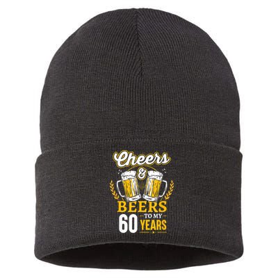 Cheers And Beers To My 60 Years 60th Birthday Sustainable Knit Beanie