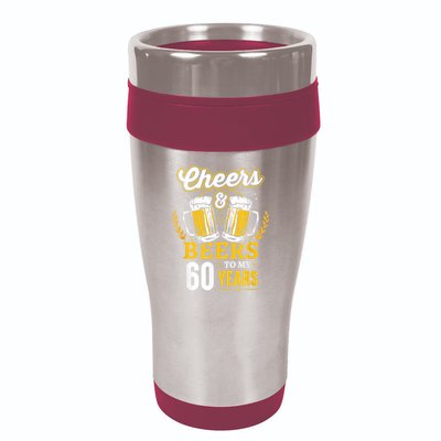 Cheers And Beers To My 60 Years 60th Birthday 16oz Travel Tumbler
