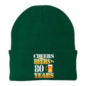 Cheers And Beers To 80 Years Funny 80th Birthday Beer Lover Knit Cap Winter Beanie