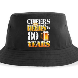 Cheers And Beers To 80 Years Funny 80th Birthday Beer Lover Sustainable Bucket Hat