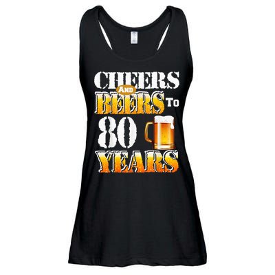 Cheers And Beers To 80 Years Funny 80th Birthday Beer Lover Ladies Essential Flowy Tank
