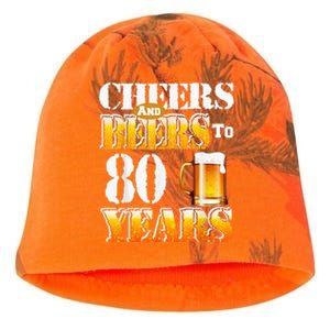 Cheers And Beers To 80 Years Funny 80th Birthday Beer Lover Kati - Camo Knit Beanie