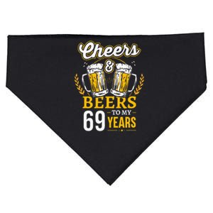 Cheers And Beers To My 69 Years Old 69th Birthday USA-Made Doggie Bandana