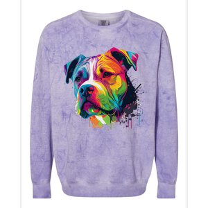 Colorful American Bulldog American Bully Colorblast Crewneck Sweatshirt