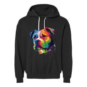 Colorful American Bulldog American Bully Garment-Dyed Fleece Hoodie