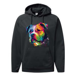 Colorful American Bulldog American Bully Performance Fleece Hoodie