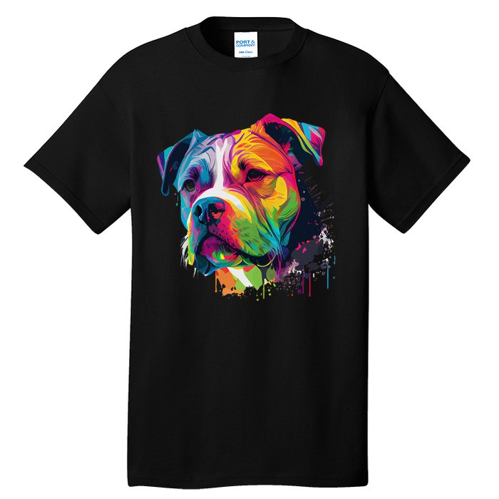 Colorful American Bulldog American Bully Tall T-Shirt