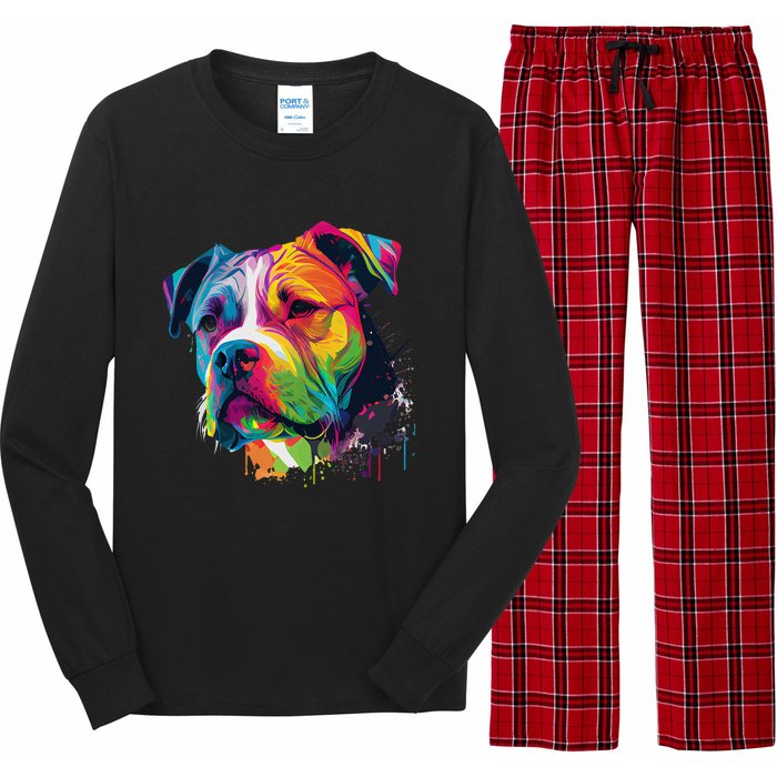 Colorful American Bulldog American Bully Long Sleeve Pajama Set