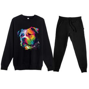 Colorful American Bulldog American Bully Premium Crewneck Sweatsuit Set