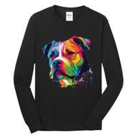 Colorful American Bulldog American Bully Tall Long Sleeve T-Shirt