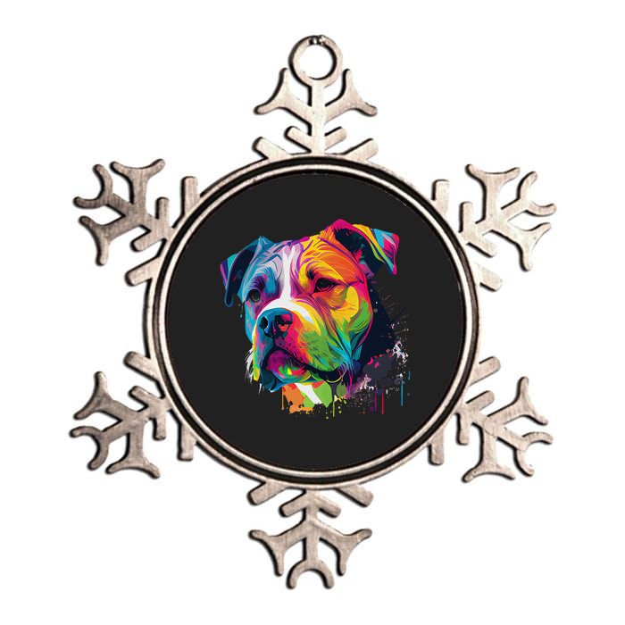 Colorful American Bulldog American Bully Metallic Star Ornament