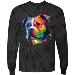 Colorful American Bulldog American Bully Tie-Dye Long Sleeve Shirt