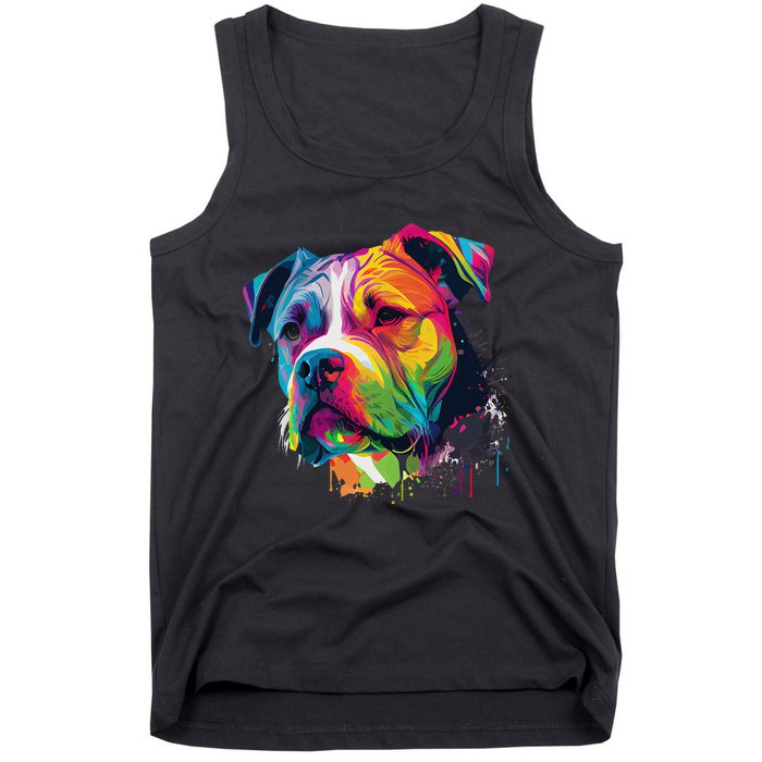 Colorful American Bulldog American Bully Tank Top