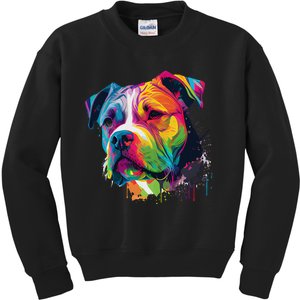 Colorful American Bulldog American Bully Kids Sweatshirt