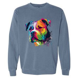 Colorful American Bulldog American Bully Garment-Dyed Sweatshirt