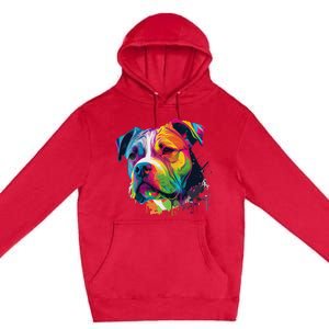 Colorful American Bulldog American Bully Premium Pullover Hoodie