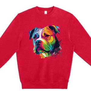 Colorful American Bulldog American Bully Premium Crewneck Sweatshirt