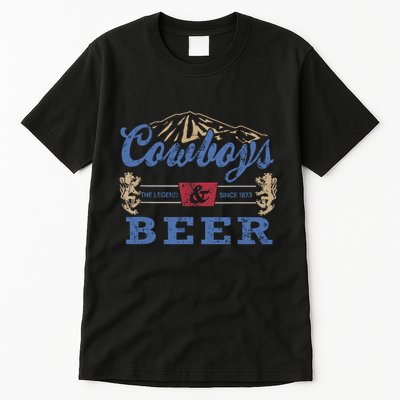 Cowboys And Beer Tee Women Rodeo Costume Western Vintage Tall T-Shirt