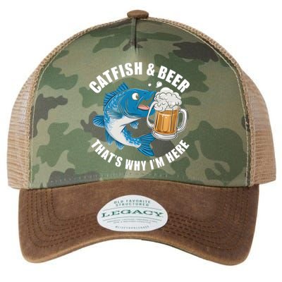 Catfish And Beer ThatS Why I Am Here Fishing Fish Outfit Meaningful Gift Legacy Tie Dye Trucker Hat