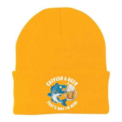 Catfish And Beer ThatS Why I Am Here Fishing Fish Outfit Meaningful Gift Knit Cap Winter Beanie