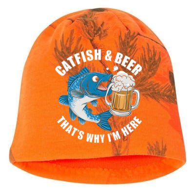 Catfish And Beer ThatS Why I Am Here Fishing Fish Outfit Meaningful Gift Kati - Camo Knit Beanie