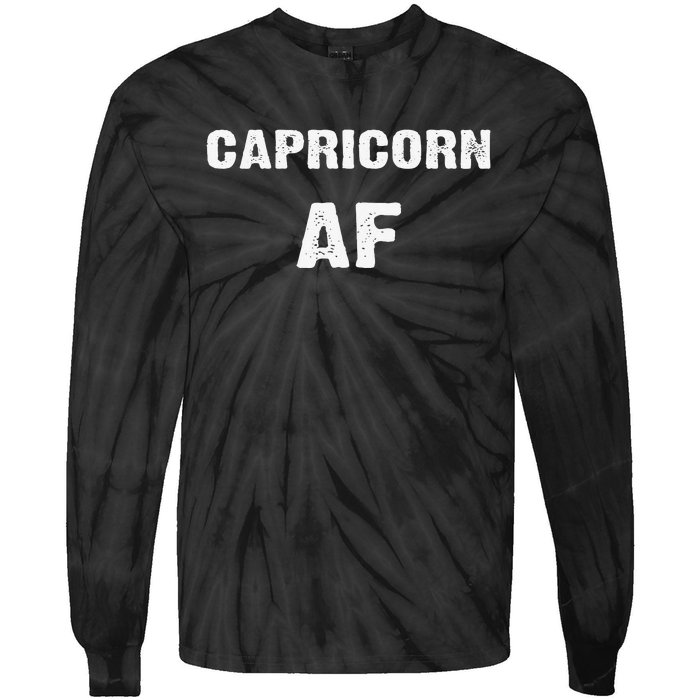 Capricorn AF Birthday December January Zodiac Gift Tie-Dye Long Sleeve Shirt