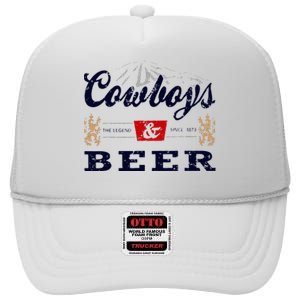 Cow And Beer Outfit For Women Rodeo Western Country High Crown Mesh Back Trucker Hat