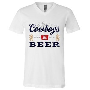 Cow And Beer Outfit For Women Rodeo Western Country V-Neck T-Shirt