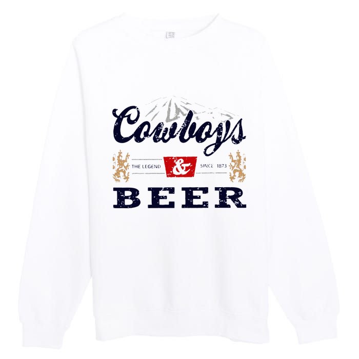 Cow And Beer Outfit For Women Rodeo Western Country Premium Crewneck Sweatshirt