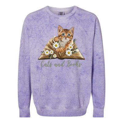 Cats And Books Floral Cute Colorblast Crewneck Sweatshirt