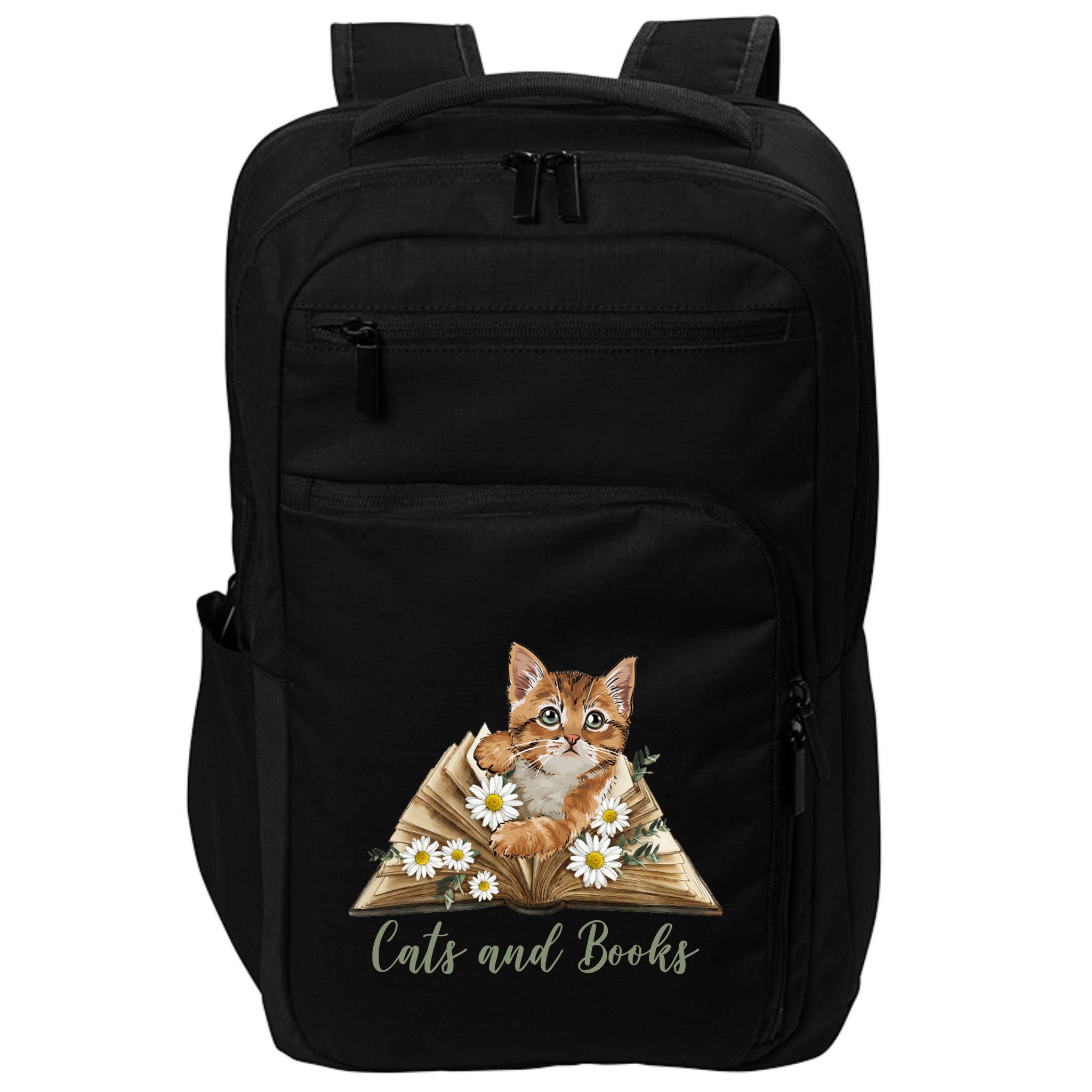 Cats And Books Floral Cute Impact Tech Backpack
