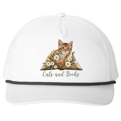 Cats And Books Floral Cute Snapback Five-Panel Rope Hat