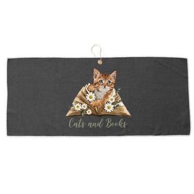 Cats And Books Floral Cute Large Microfiber Waffle Golf Towel