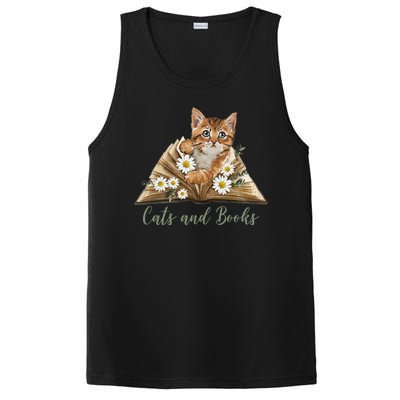 Cats And Books Floral Cute PosiCharge Competitor Tank