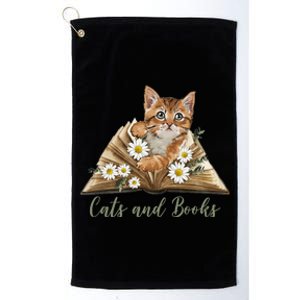 Cats And Books Floral Cute Platinum Collection Golf Towel