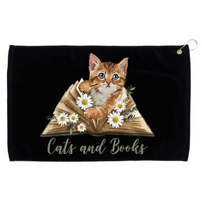 Cats And Books Floral Cute Grommeted Golf Towel