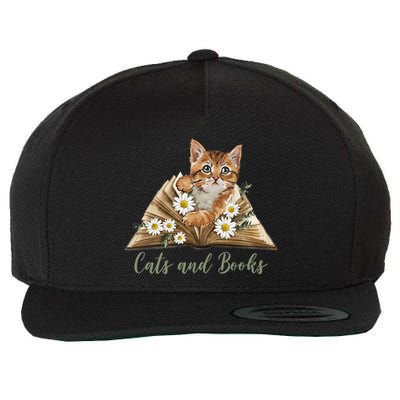 Cats And Books Floral Cute Wool Snapback Cap
