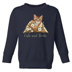 Cats And Books Floral Cute Toddler Sweatshirt