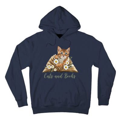 Cats And Books Floral Cute Tall Hoodie