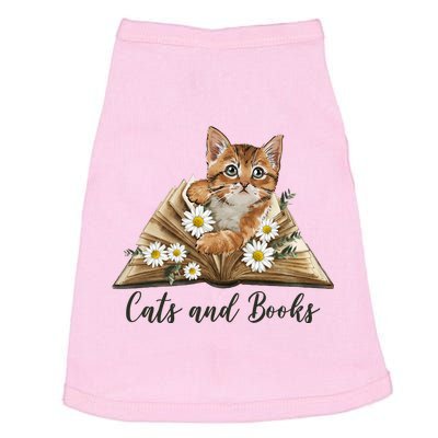 Cats And Books Floral Cute Doggie Tank