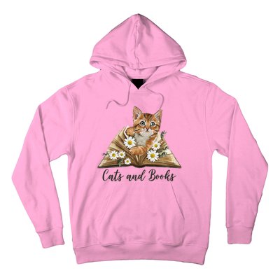 Cats And Books Floral Cute Hoodie