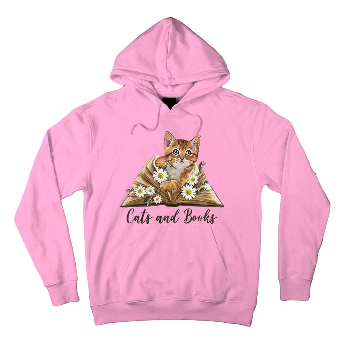 Cats And Books Floral Cute Hoodie