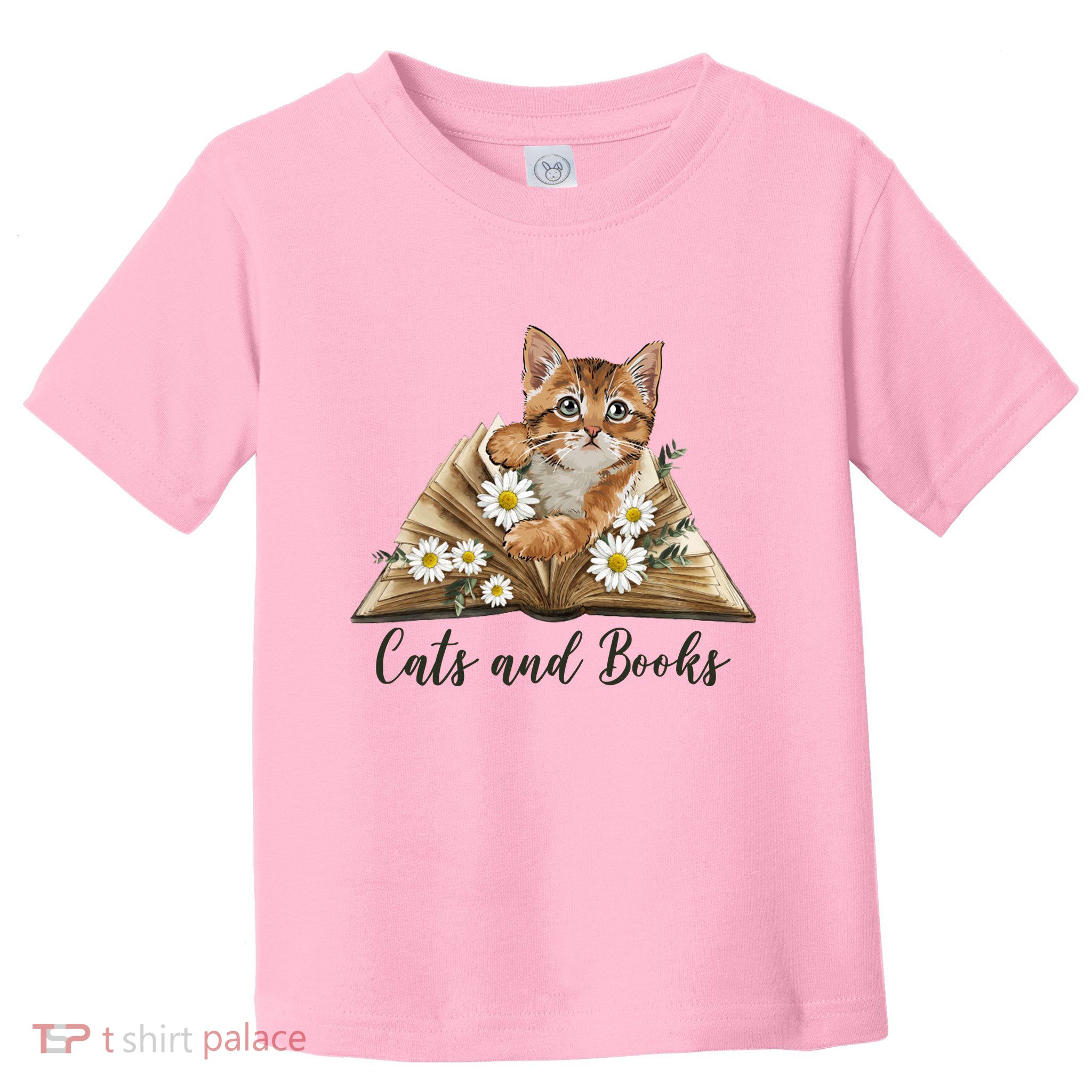 Cats And Books Floral Cute Toddler T-Shirt