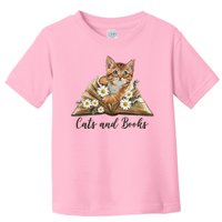 Cats And Books Floral Cute Toddler T-Shirt