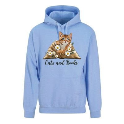 Cats And Books Floral Cute Unisex Surf Hoodie