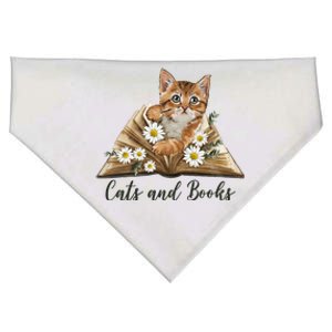 Cats And Books Floral Cute USA-Made Doggie Bandana