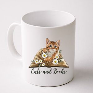 Cats And Books Floral Cute Coffee Mug